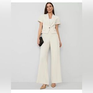 NWT $139 Ann Taylor The side zip wide leg pant Fluid crepe sz 2 in ivory whisper